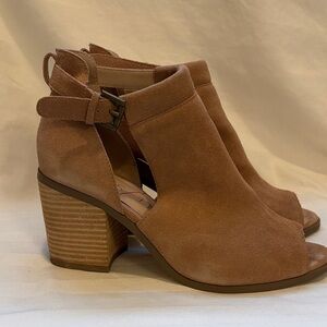 Sole Society Tan Suede Peep-Toe Booties